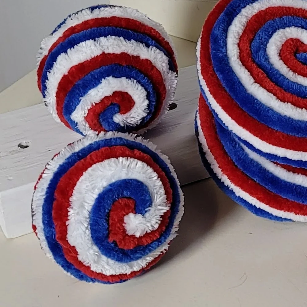 Red White Blue Patriotic Velvety Yarn Balls‎ - Set of 3 Balls, 3.5
